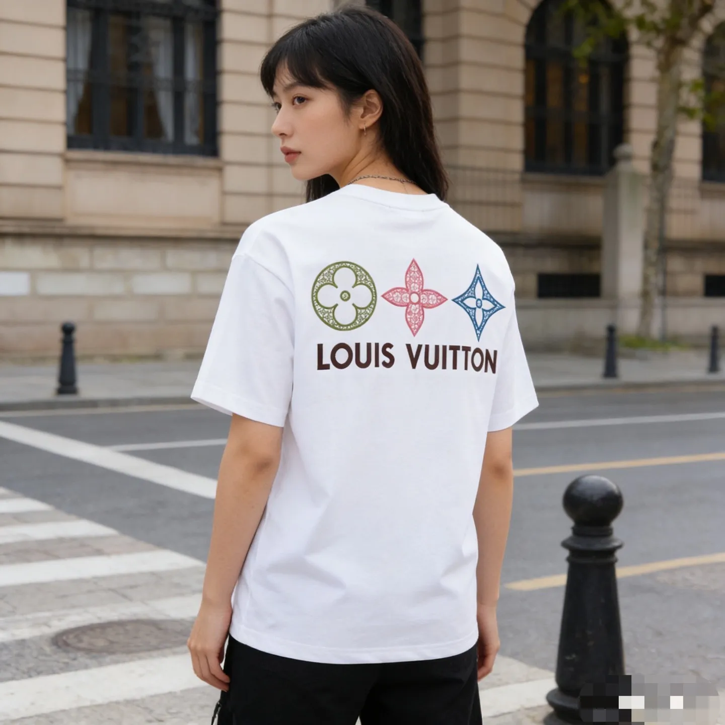 Louis Vuitton/Louis Vuitton 26ss three-color old flower embroidered short sleeves